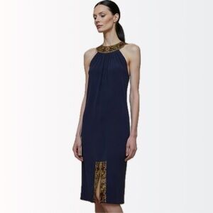 Jean Paul Gaultier Runway $1250 SQUID & DRAGONFLIES Embroidered Silk Dress 42 8